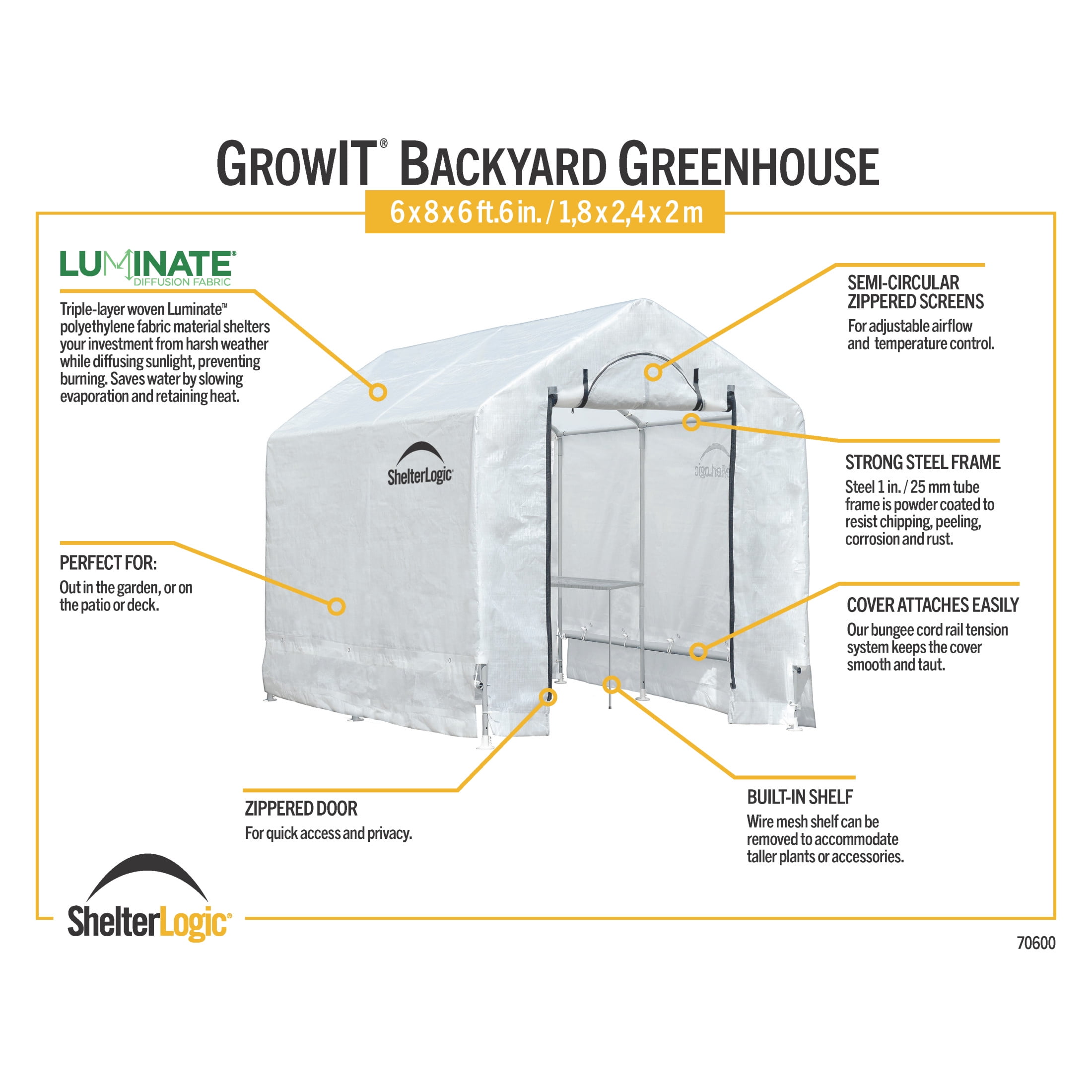 GrowIT 6 x 8 ft. Backyard Greenhouse