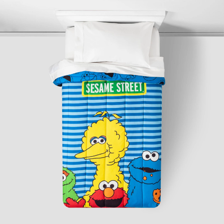 Sesame Street Reversible Twin Comforter And 3 Piece Sheet Set With