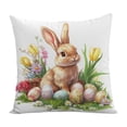 thumbnail image 3 of Yulett Easter Pillow Covers 18x18 Set of 4, Easter Bunny Floral Eggs Farmhouse Decorations Spring Holiday Decor Throw Cushion Case for Home Couch, 3 of 9
