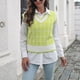 thumbnail image 5 of Chaleco de suéter para mujer suéter sin mangas a cuadros lavable a máquina de tela de poliéster informal suave de punto de moda para el trabajo para el otoño ANGGREK Otros, 5 of 7