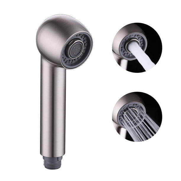 Reemplazo de cabezal de grifo extraíble para fregadero de cocina, cabezal de rociador extraíble de 2 funciones, salida de agua de dos etapas de níquel cepillado