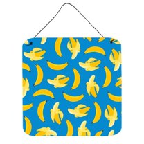 Carolines Treasures BB5149DS66 Bananas on Blue Wall or Door Hanging Prints 6x6 multicolor