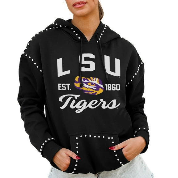 Women's Gameday Couture  Black LSU Tigers Studded Pullover Hoodie