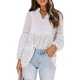 thumbnail image 1 of Qarigey Camisa de mujer con cuello en V con volantes Blusa de encaje casual de manga larga con cuello en V Prendas para la parte del cuerpo Blanco L Qarigey AP003522-03, 1 of 6