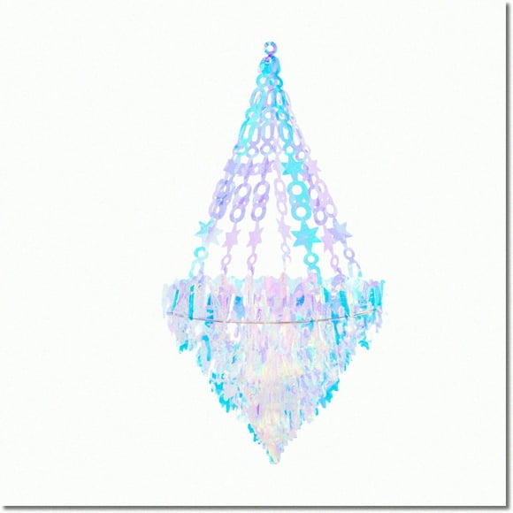 Rainbow Frost HoloCharm - Iridescent Chandelier Hanging Decoration for Frozen Party Supplies, with Holographic Party Decoration and mesmerizing Rainbow Film.