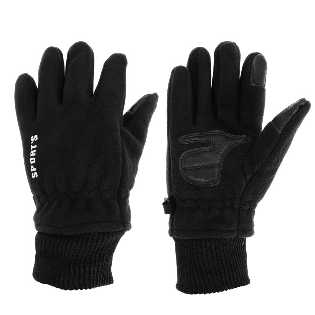 Guantes de ciclismo de dedo completo para mujer, guantes de motocicleta para escalar, motorizar, ciclismo, forro polar doble, negro, talla única
