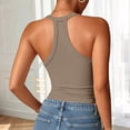 thumbnail image 4 of Sillenn Deep V Neck Racerback Tank Tops with Built In Bra 1Pc Yoga Gym Racerback V Neck Tank Tops Ribbed Knit Athletic Sleeveless Gym Tops 2026 Ribbed Racerback Workout Camisole Tops Khaki S, 4 of 6