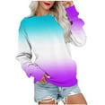 thumbnail image 2 of Idoravan Womens Long Sleeve Casual Tops Gradient Printed Round Neck Blouse Pullover, 2 of 5