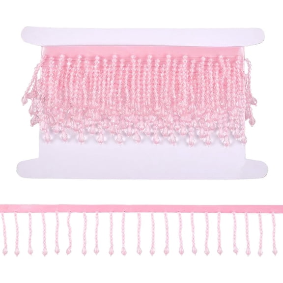 2.5 Yards Beading Fringe Trimming Plastic Beads Polyester Lace Rhinestone Ribbon 2-1/2 Inch Tassel Lace Ribbon Beaded Sewing Trim
