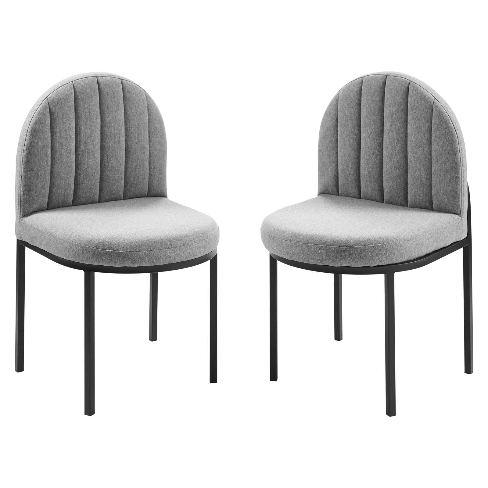 Side Dining Chair, Set of 2, Fabric, Black Grey Gray, Modern