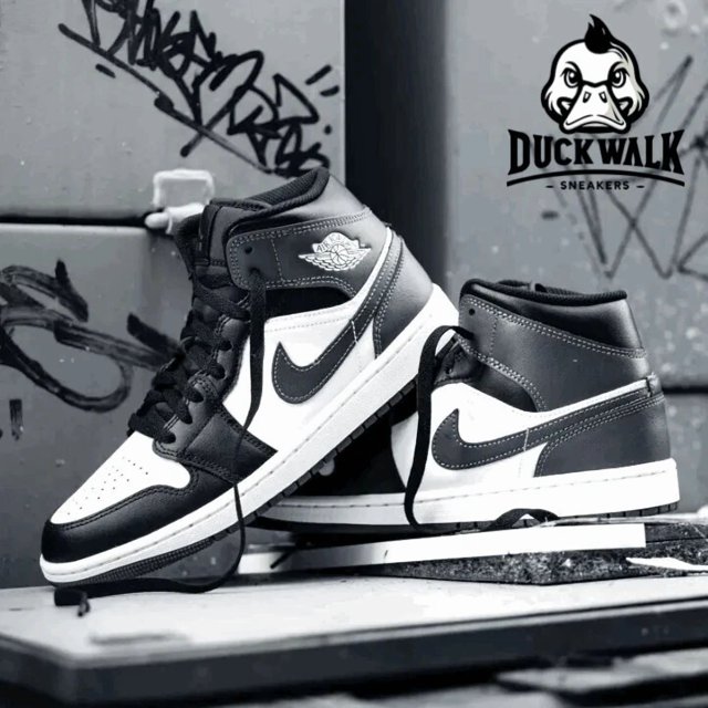N I-K-E A i r-Jor-dan 1 Mid Shoes Black Iron Grey White DQ8426-001 Men's Multi Size