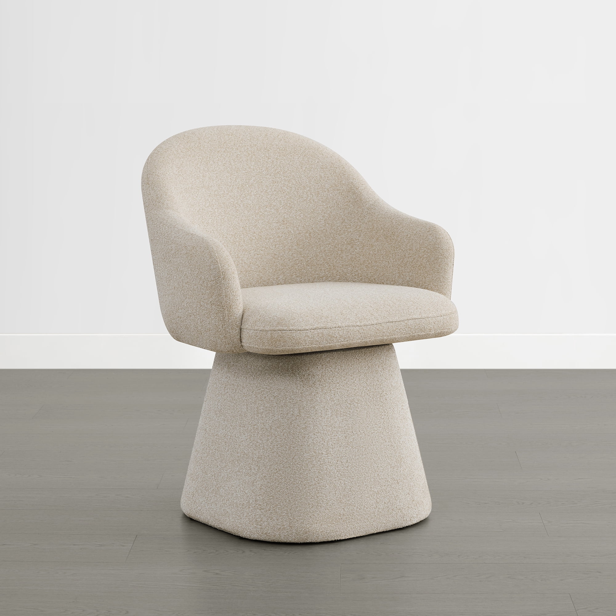 Spruce & Spring 360° Swivel Dining Chair, Spill-Proof & Stain Resistant Barrel Armchair with Rotating Base, Modern Upholstered Seat and Removable Back Support Pillow for Kitchen Living Room, Sand