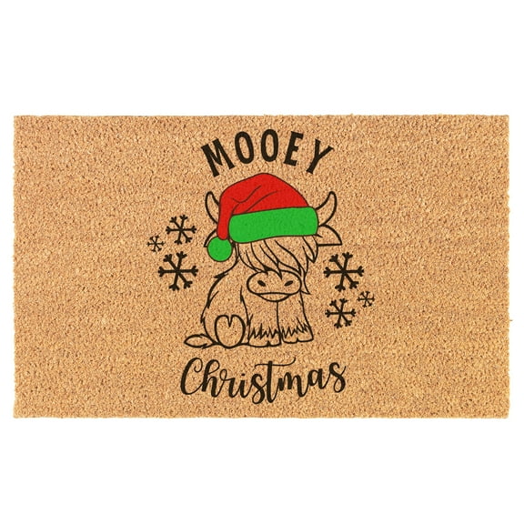 Welcome Doormat Coco Coir Door Mat Gift Mooey Christmas Cow Farm Funny (24" x 16")