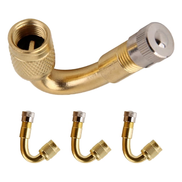 KAKOWELY 4pcs 45 Degree Universal Tire Valve Extender Kit Easy Inflation Valve Stem Extension Adaptor Copper Valve Stem Extension for Cars Motorcycles,1.65X"X0.39"X0.39"