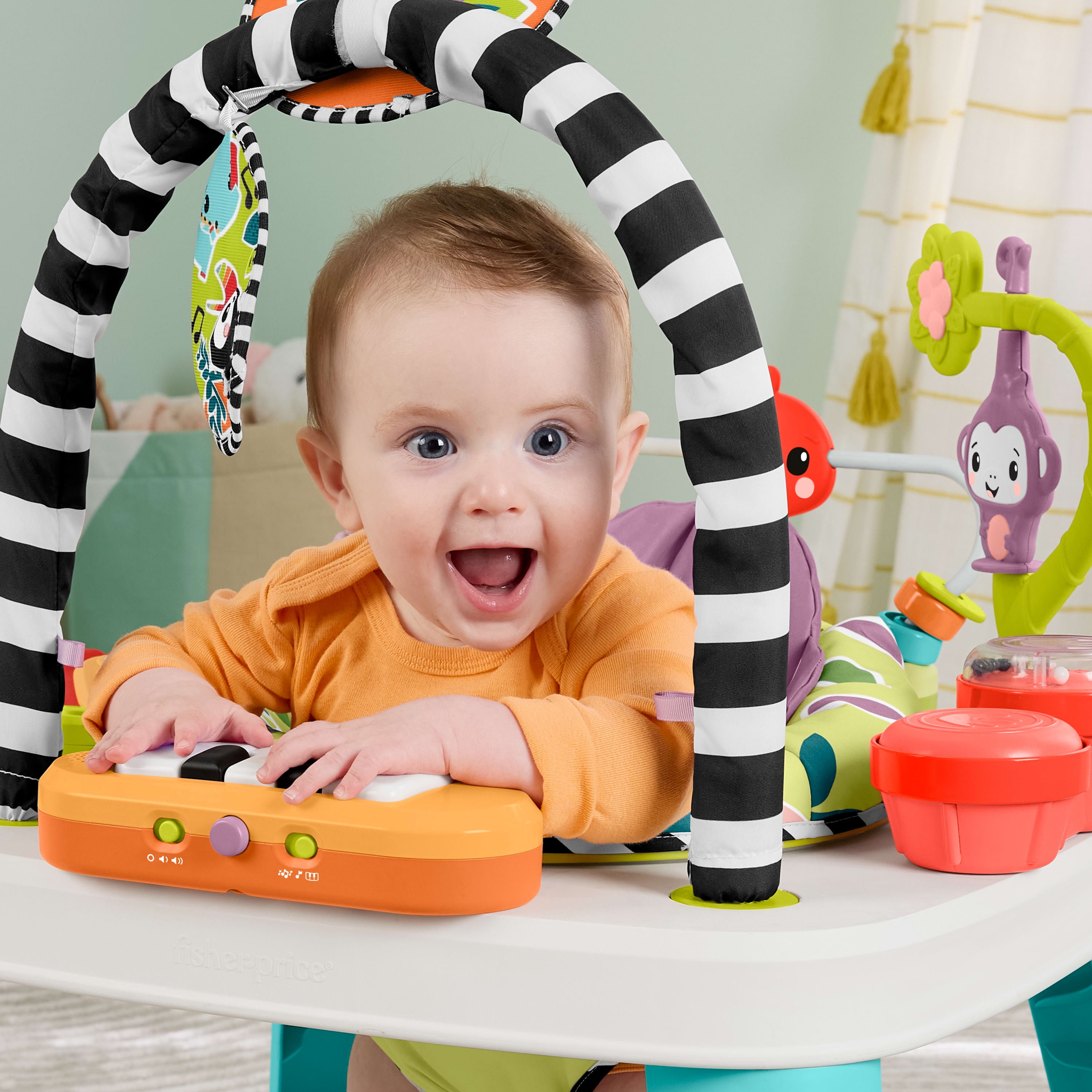 Fisher-Price 2-in-1 Purple Monkey Musical Baby Activity Center & Toddler Play Table