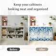 thumbnail image 6 of Spring Blue Floral Cabinet Curtains 35"W x 35"L, Farmhouse Weeping Floral Leaves Wood Sink Skirt for Bathroom Vanity Kitchen Self Adhesive, Dust-Proof Privacy Curtain for Shelves Closet Pantry, 6 of 9