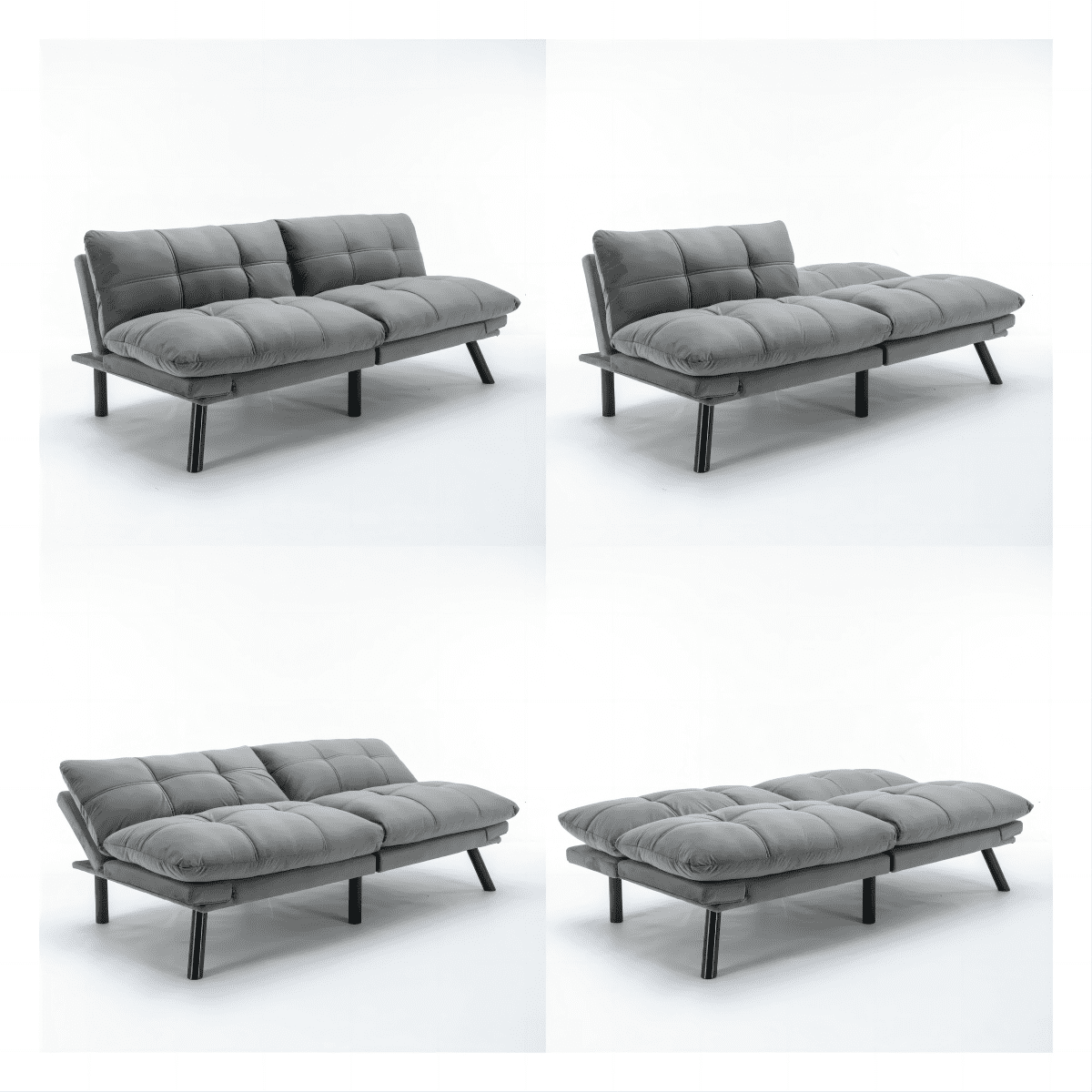 Gewnee Convertible Folding Modern sofa Bed,Upholstered Loveset,Adjustable Armrest and Backrest,Suitable for Living rooms and Apartments.Light Gray