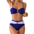 thumbnail image 2 of Swimsuit Bikini, Full Coverage Bikini, Two Piece Swimsuit for Women, Womens Bikini Swimsuits, Women's Bikini Sets High Cut Two Pieces Swimsuit Shell Ruched Bandeau Bathing Suit, C M, 2 of 4