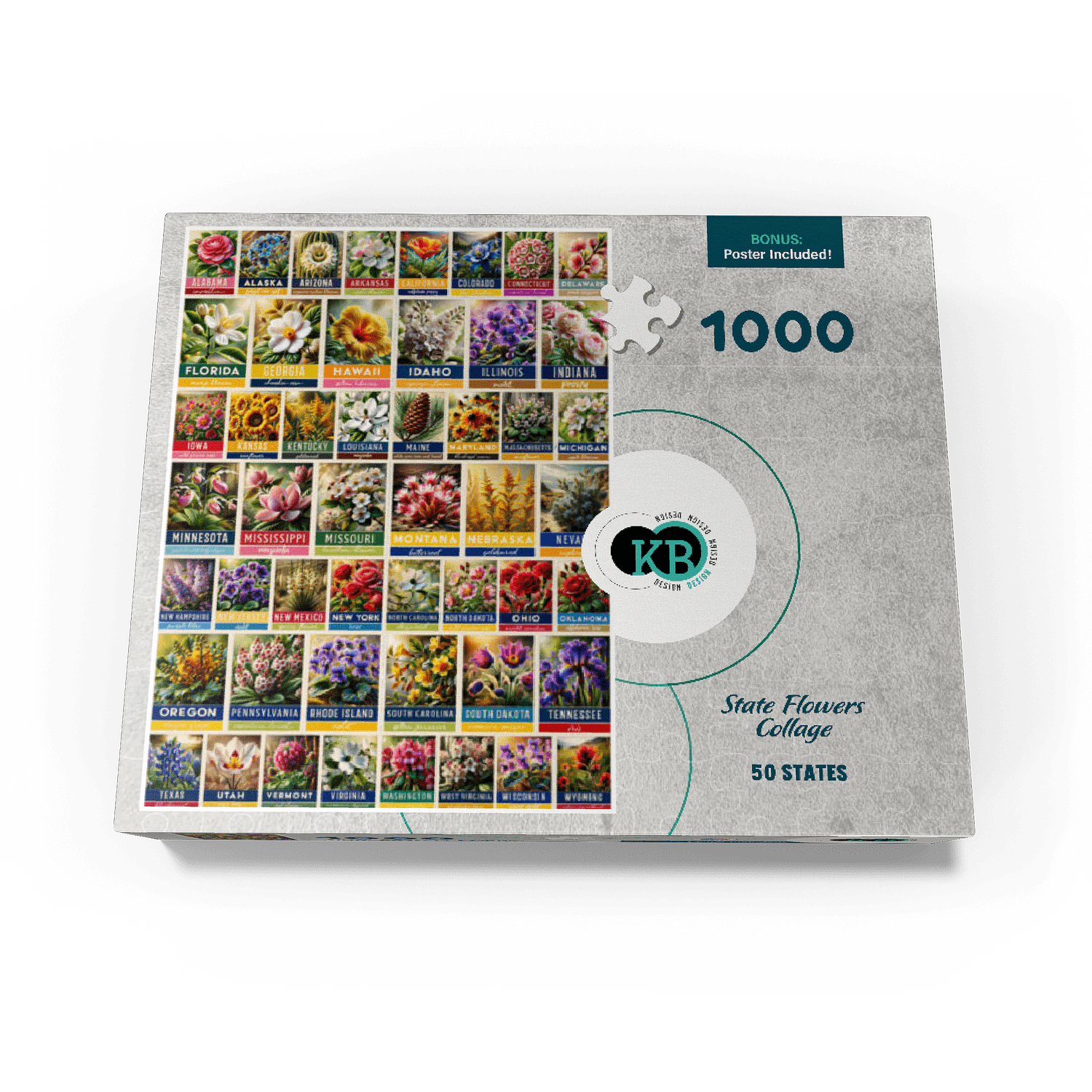 MyPuzzle - State Flowers Series: 50 State Flowers Collage, Vol. 2 - Premium 1000 Piece Jigsaw Puzzle for Adults