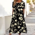 thumbnail image 2 of LNWUY Women's Summer Casual Short Sleeve Crew Neck Midi Dresses Spring Flowy A-line Folding Floral Printed T Shirts Boho Beach Dress Multicolor M, 2 of 7