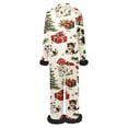 thumbnail image 4 of Women's Christmas Pajamas Silk Satin Soft Sleepwear Outfits Button Down Long Sleeve Pajama with Pants Christmas Pj for Women, 4 of 4