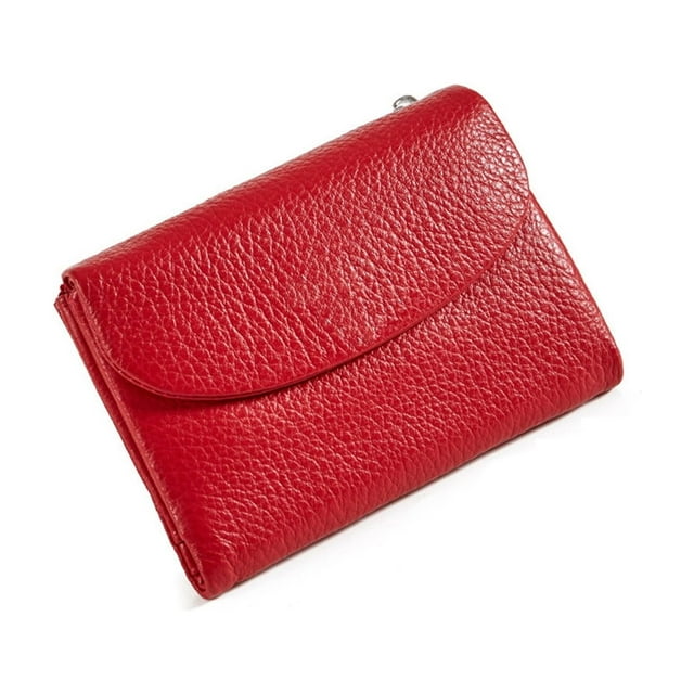 Red Unisex Pebble Pu Leather Organizer Bag Portable Travel Wallet Soft Mini Bag For Money Cards Storage Red Color