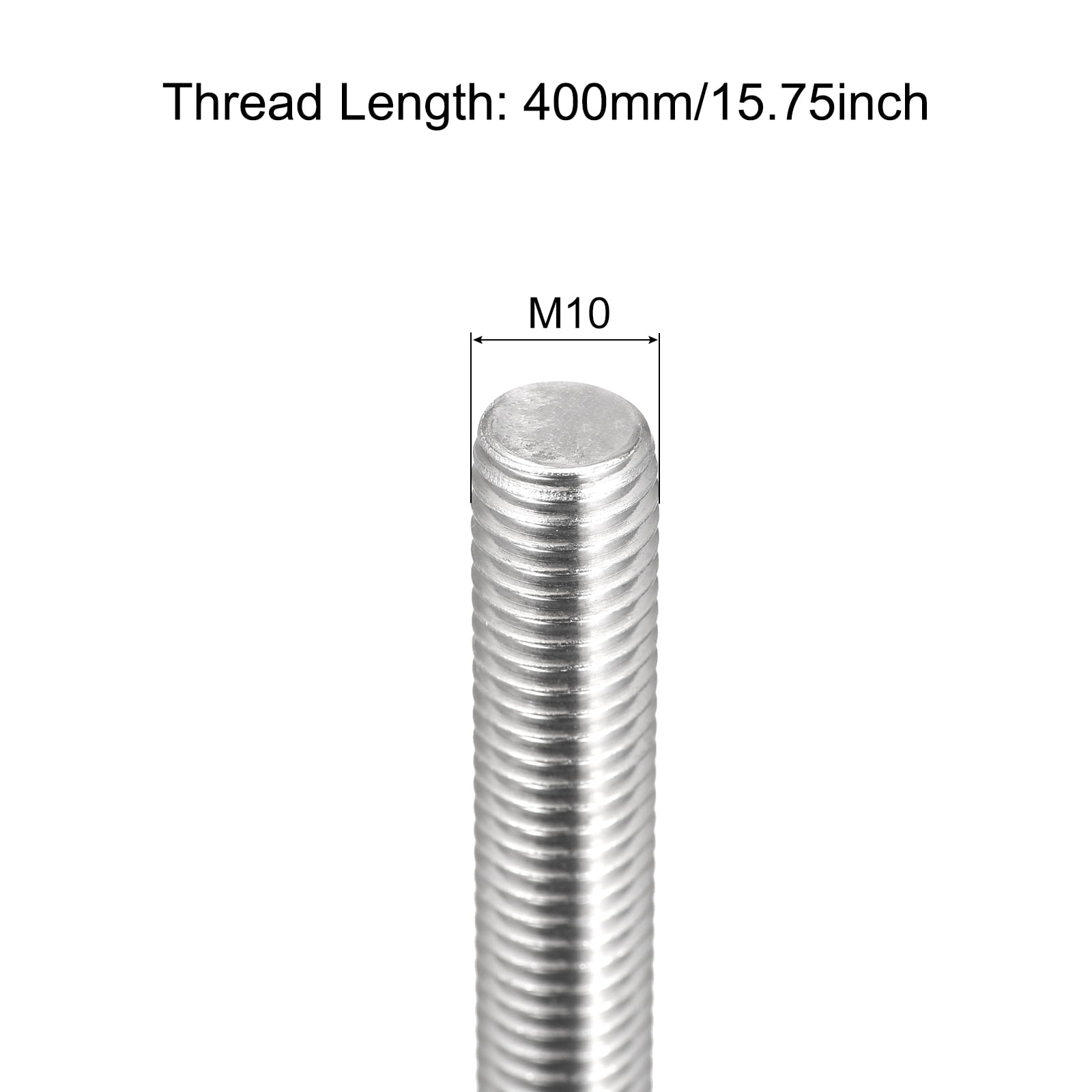 Fully Threaded Rod M10 x 400mm 1.5mm Pitch 304 Stainless Steel Right Hand 6pcs
