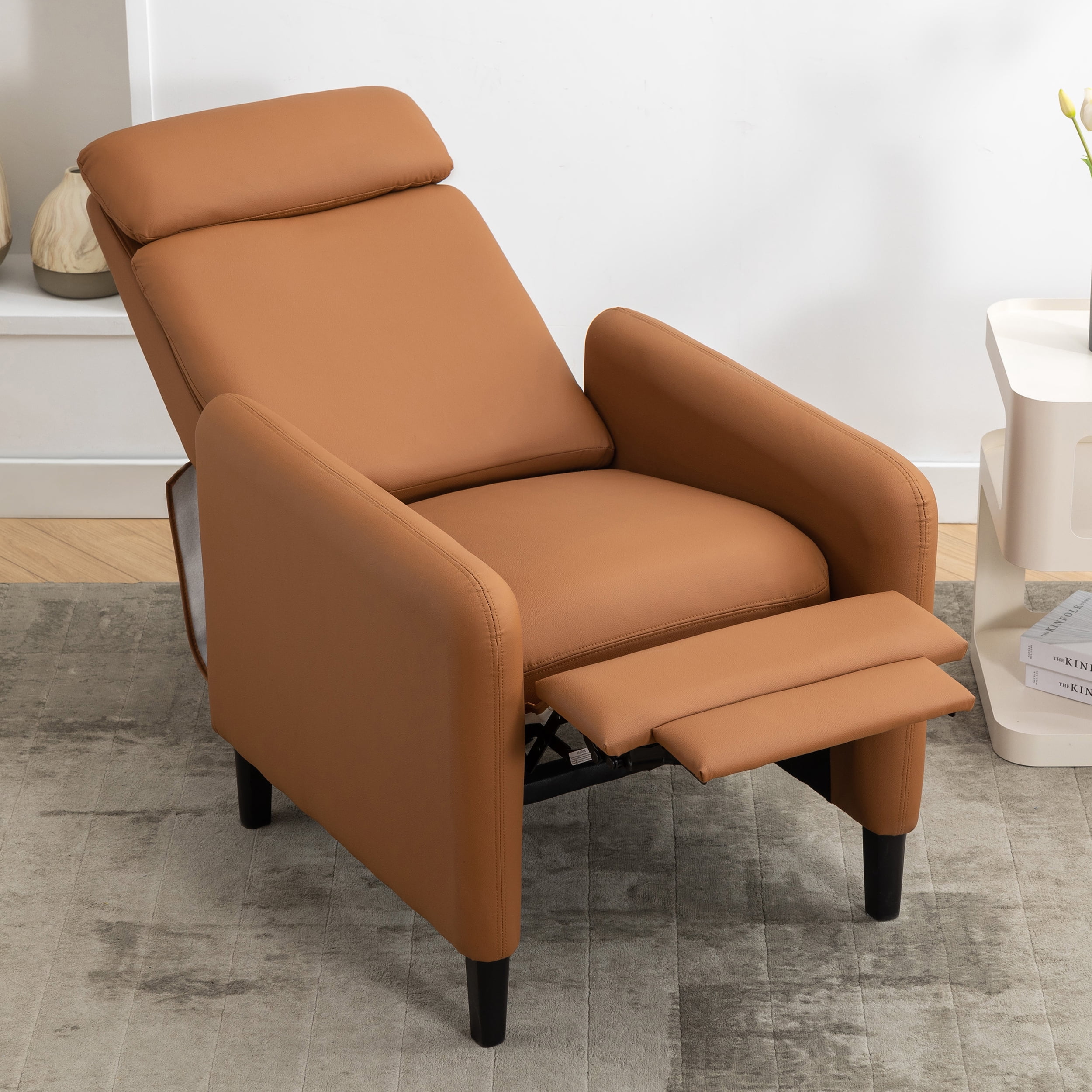 Aukfa Recliner Chair Adjustable Single Sofa Leather Lounge Chair for Living Room Bedroom,Burnt Orange