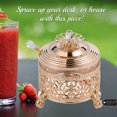 thumbnail image 6 of Matashi Home Decorative Dining Tabletop Showpiece Rose Gold Sugar Bowl, Honey Dish, Glass BowlDetailed Intricate Design and Flower on Cover with Crystal Studded Spoon, 6 of 7