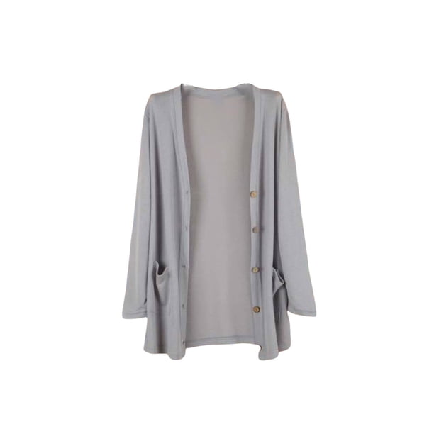Jumpingount Abrigo de moda chal de punto chaqueta de verano DIY Prop dulce regalo ropa de mujer de larga duración ropa al aire libre cárdigan Abrigos y chamarras Gris