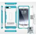thumbnail image 2 of Case for iPhone 8 Plus, WHITE/TURQUOISE TRI-SHIELD RUGGED CASE with MAGNETIC KICKSTAND and CREDIT CARD WALLET SLOT + BELT CLIP HOLSTER + LANYARD STRAP FOR APPLE iPHONE 7/8 PLUS +, 2 of 6