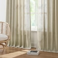thumbnail image 4 of Sand Pinch Pleated Semi Sheer Curtains Textured Linen Blended Light Filtering Window Curtains 120 inch for Living Room Bedroom Patio Pinch Pleat Drapes with Hooks 10FT 60" Wx120 Lx1, 4 of 15