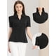 thumbnail image 2 of Top de trabajo con cuello en V para mujer, camisa de manga corta con botones Negro S, 2 of 6