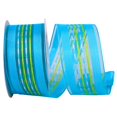 thumbnail image 1 of Reliant Ribbon 25746W-053-09F 1.5 in. Sheer Ticking Stripe Value Wired Edge Ribbon, Blue - 10 Yards, 1 of 1