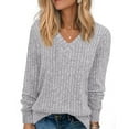thumbnail image 3 of Fantaslook V Neck Long Sleeve Shirts for Women Dressy Casual Fall Tops Lightweight Tunic Pullover Fashion Clothes, 3 of 9