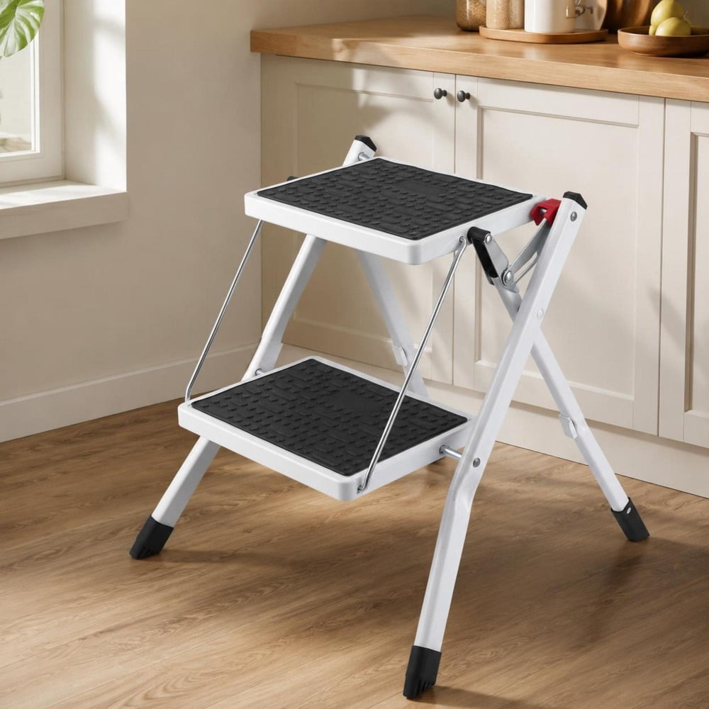 COSCO Stylaire Retro Chair + Steel Step Stool, Vinyl Flip-Up Seat