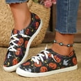 thumbnail image 2 of YLYL Women's Halloween Canvas Shoes Slip on Loafers Skull Pumpkin Printed Low Top Soft Sole Casual Comfort Tennis Walking Flat Shoes, 2 of 7