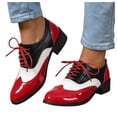 thumbnail image 7 of YLYL Womens Oxfords Shoes Patent Leather Lace up Chunky Heel Vintage Brogue Saddle Wingtip Shoes, 7 of 7