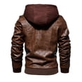 thumbnail image 3 of Chaqueta de cuero de otoño e invierno para hombre de estilo europeo y americano Chaqueta de cuero con capucha de cuero sintético para hombre, 3 of 6