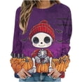 thumbnail image 1 of Chemises d'Halloween pour Femmes, Chandail en Molleton d'Halloween pour Femmes, Manches Longues Coupe Ample Col Rond Imprimé, Tenue Décontractée Automne et Fête, 1 of 6