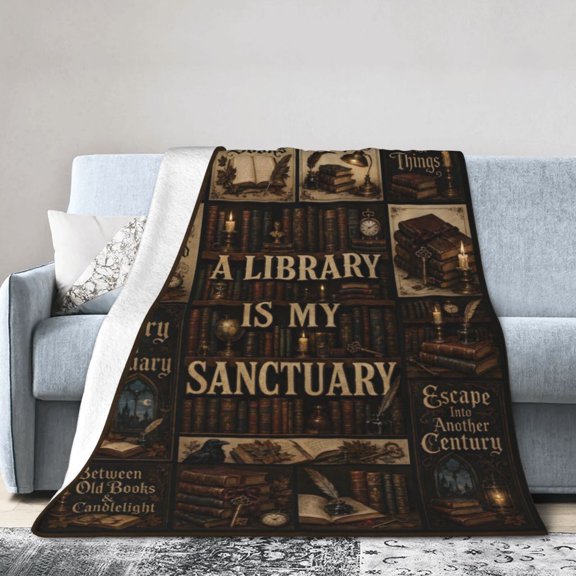 Reading Blanket Book Library Candle Soft Cozy Throw Blanket Gift for Women Book Lovers 50x40