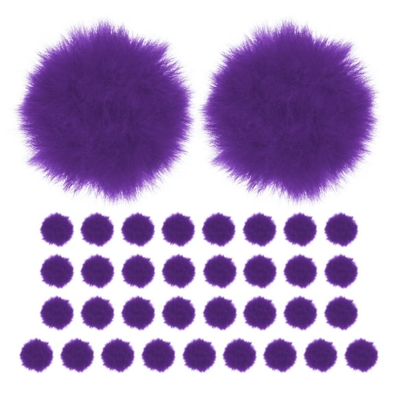 Uxcell 35-Pack Faux Fur Pom Poms, 1.2 Inch/ 3 cm Soft Fluffy PomPoms Balls Faux Rabbit Fur with Elastic Loop for DIY[Deep Purple]