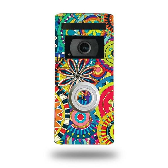 MightySkins CF-RVID33PL-Flower Wheels Carbon Fiber Skin Decal Wrap for Ring Video Doorbell 3 & 3 Plus Sticker - Flower Wheels