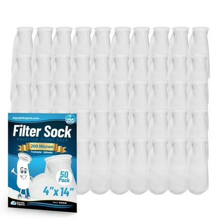 Aquatic Experts Felt Filter Socks 4 inch Ring 200 Micron - Long, 50-Pack, 4'' x 14''