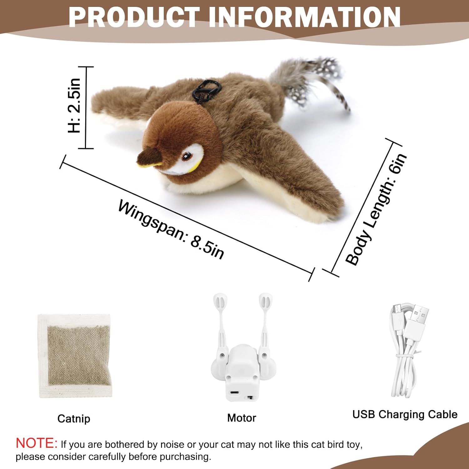 Interactive Chirping Bird Cat Toy No Flying, 2026 New Rechargeable Flying Interactive Flapping Chirping Bird Cat Toy for Indoor Adult Bored Cats