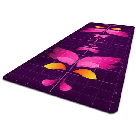 Matrix Pink Butterfly Yoga Alignment & Awareness Mat - A Matrix of Grid Lines & Coordinates