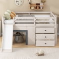 thumbnail image 3 of Harper & Bright Designs Full Size Low Loft Bed with Slide, Full Wood Loft Bed Frame with Storage Drawers and 2 Doors, Beige+Grey, 3 of 12