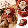 thumbnail image 2 of Basysin Vintage Christmas Print Baseball Cap Adjustable Curved Soft Hat Casual Lightweight Sun Hat Fashion Holiday Pattern Outdoor Headwear for Women Winter Hat, 2 of 5
