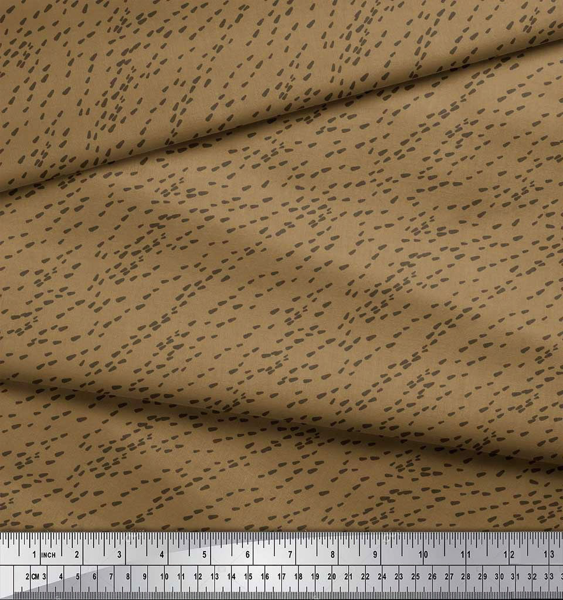 Soimoi Brown Japan Crepe Satin Fabric Brush Stroke Abstract Fabric Prints By Yard 42 Inch Wide