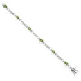 thumbnail image 2 of Gem Stone King 925 Sterling Silver Green Peridot and Round White Lab Grown Diamond Tennis Bracelet for Women (3.04 Cttw, Gemstone Birthstone, Oval 6X4MM, 7.25 inches), 2 of 4